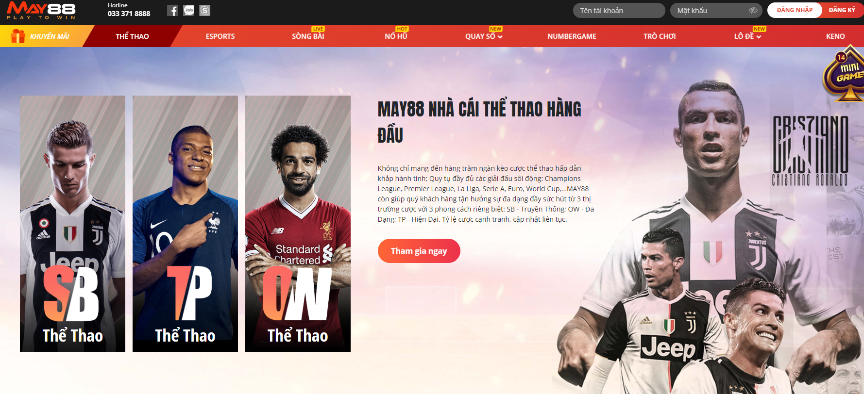 Nhà cái May88 cá cược thể thao siêu hấp dẫn